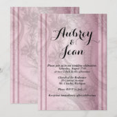 Uitnodiging voor een roze- en bladbruiloft (Voorkant / Achterkant)