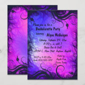 Uitnodiging voor een roze en Paarse bachelorette (Voorkant / Achterkant)