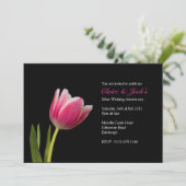 Uitnodiging voor één roze Tulp Jubileum (Staand voorkant)