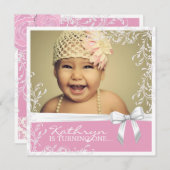  uitnodiging voor een roze verjaardag (Voorkant / Achterkant)