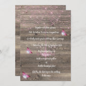 Uitnodiging voor een -roze vlinder bruiloft (Voorkant / Achterkant)