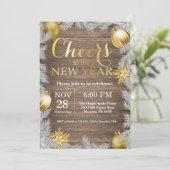 Uitnodiging voor een Rustic Gold Oud en Nieuw-fees (Staand voorkant)