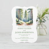 Uitnodiging voor een rustieke bosgroene bosbruilof (Staand voorkant)