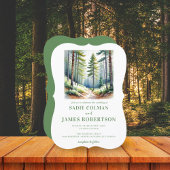 Uitnodiging voor een rustieke bosgroene bosbruilof