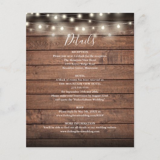 Uitnodiging voor een rustieke bruiloft met alles i (Achterkant)
