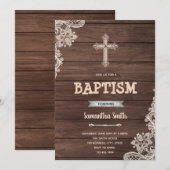 Uitnodiging voor een rustieke doopviering (Voorkant / Achterkant)