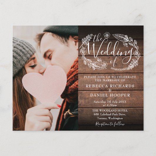 Uitnodiging voor een rustieke fotobruiloft met all (Voorkant)