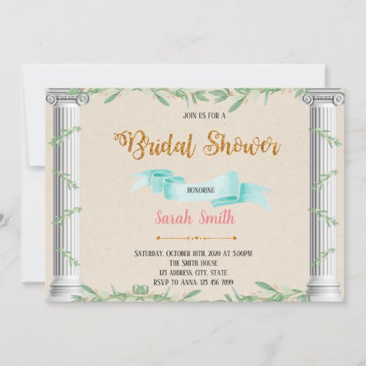 Uitnodiging voor een rustieke Griekse themaparty (Voorkant)