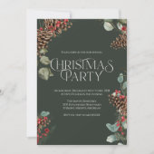 Uitnodiging voor een rustieke kerstfeest, groene k (Voorkant)