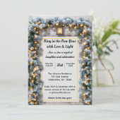 Uitnodiging voor een rustieke Oud en Nieuw-feestje (Staand voorkant)