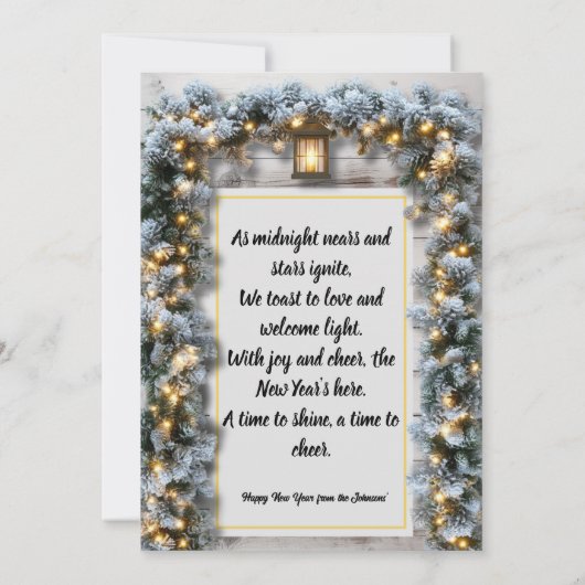 Uitnodiging voor een rustieke Oud en Nieuw-feestje (Achterkant)