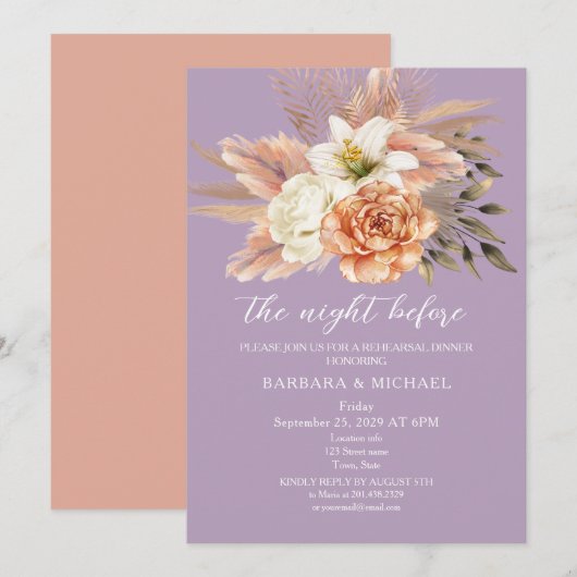 Uitnodiging voor een rustieke perzik proefhuwelijk (Voorkant / Achterkant)