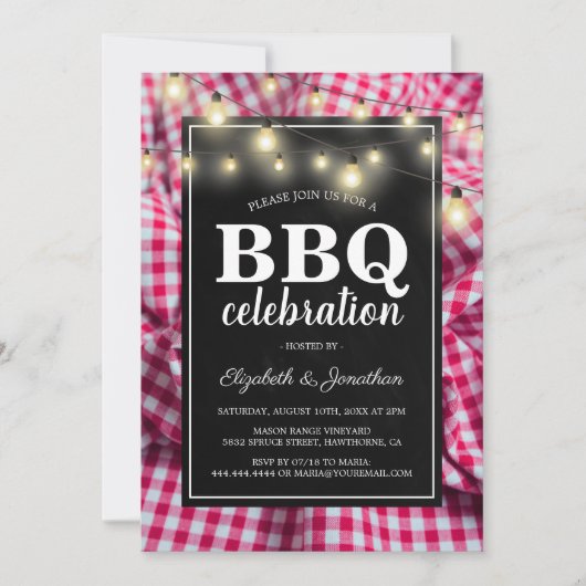 Uitnodiging voor een rustieke picknick BBQ-feest (Voorkant)