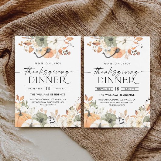 Uitnodiging voor een rustieke pompoen Thanksgiving