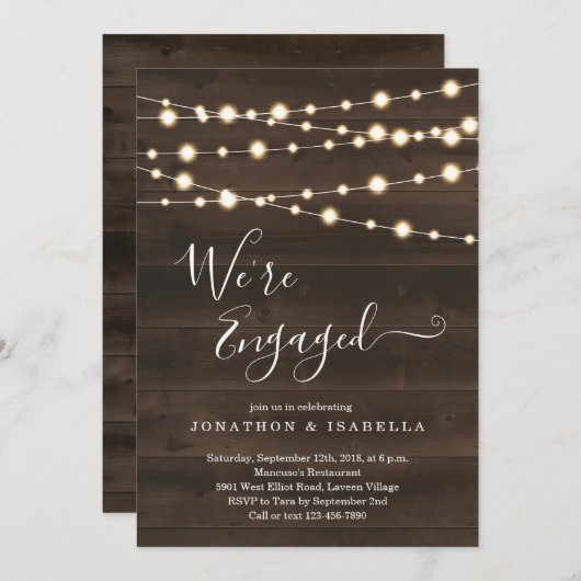 Uitnodiging voor een rustieke verlovingsfeest (Voorkant / Achterkant)