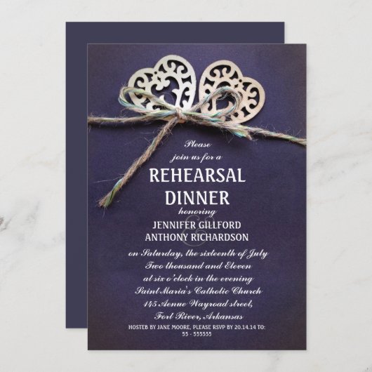 uitnodiging voor een rustige blauwe repetitie (Voorkant / Achterkant)