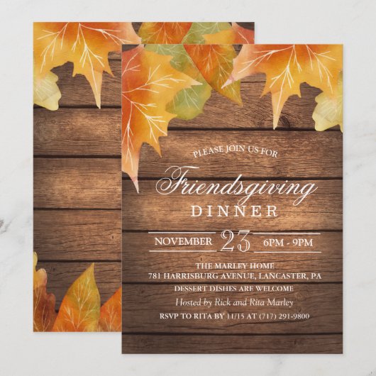 Uitnodiging voor een rustige Friendsgiving-diner (Voorkant / Achterkant)