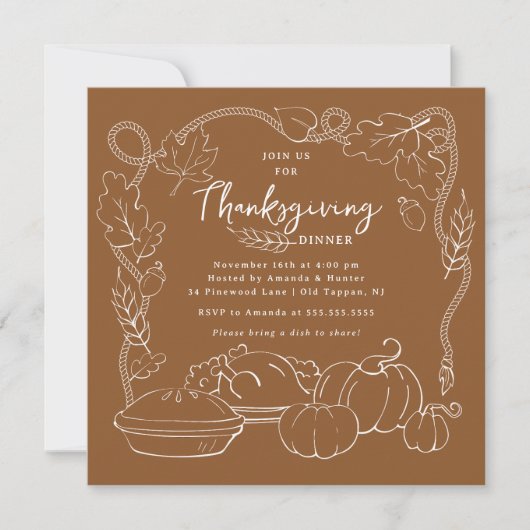 Uitnodiging voor een rustige Thanksgiving-diner (Voorkant)