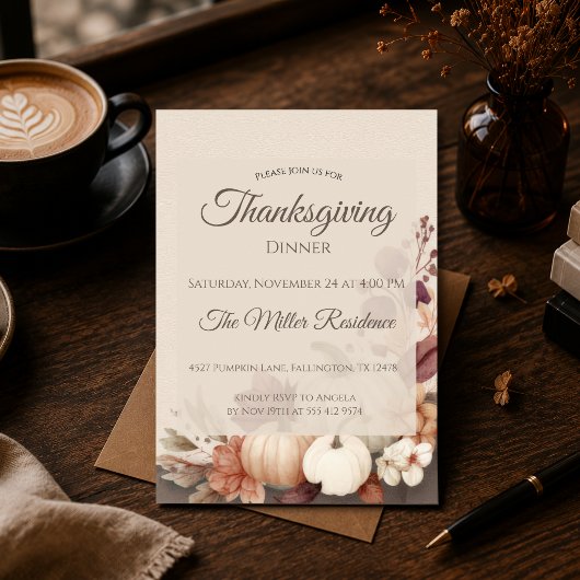 Uitnodiging voor een rustige Thanksgiving-diner