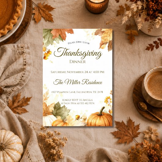 Uitnodiging voor een rustige Thanksgiving-diner