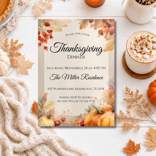 Uitnodiging voor een rustige Thanksgiving-diner