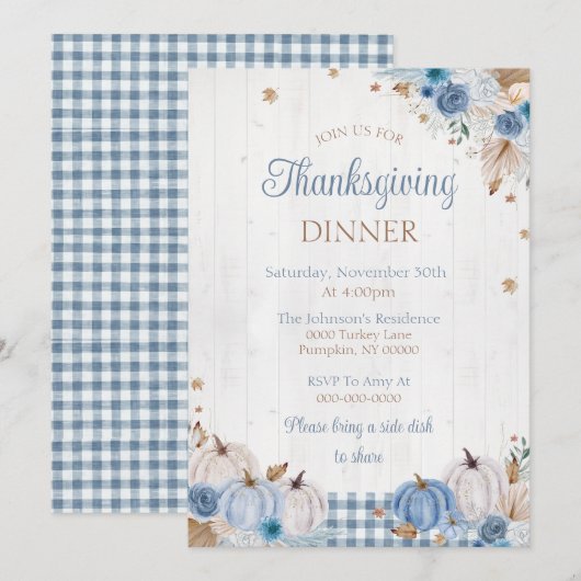 Uitnodiging voor een rustige Thanksgiving-dinerfee (Voorkant / Achterkant)