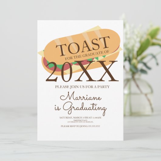 Uitnodiging voor een sandwich sub brunch afstudeer (Staand voorkant)
