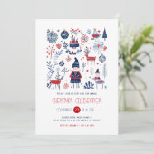 Uitnodiging voor een Scandinavisch thema kerstfees (Staand voorkant)
