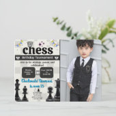 Uitnodiging voor een schaakverjaardagsfeestje met  (Staand voorkant)