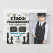 Uitnodiging voor een schaakverjaardagsfeestje met  (Voorkant)