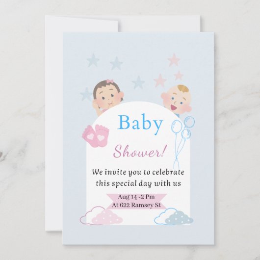 uitnodiging voor een Schattige Baby shower | gende (Voorkant)