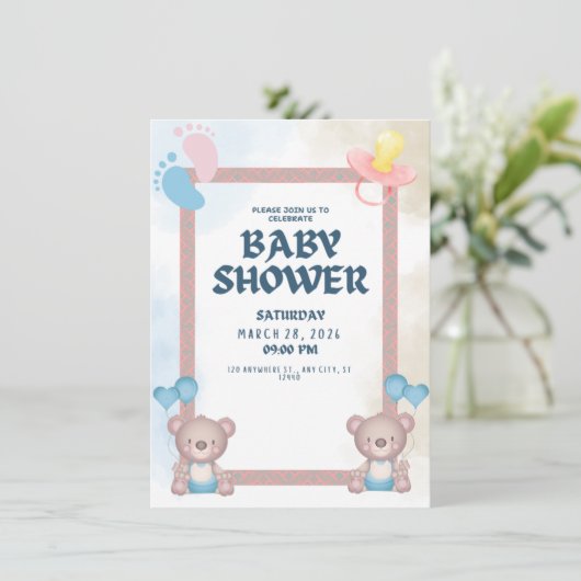 uitnodiging voor een Schattige Baby shower | Sweet (Staand voorkant)