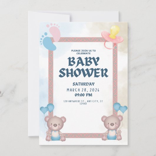 uitnodiging voor een Schattige Baby shower | Sweet (Voorkant)