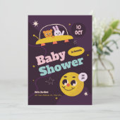 uitnodiging voor een Schattige ruimte-Baby shower (Staand voorkant)