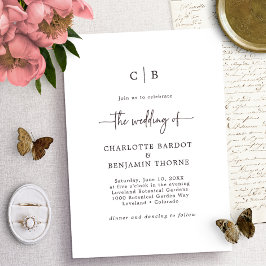 Uitnodiging voor een scriptmonogram bruiloft