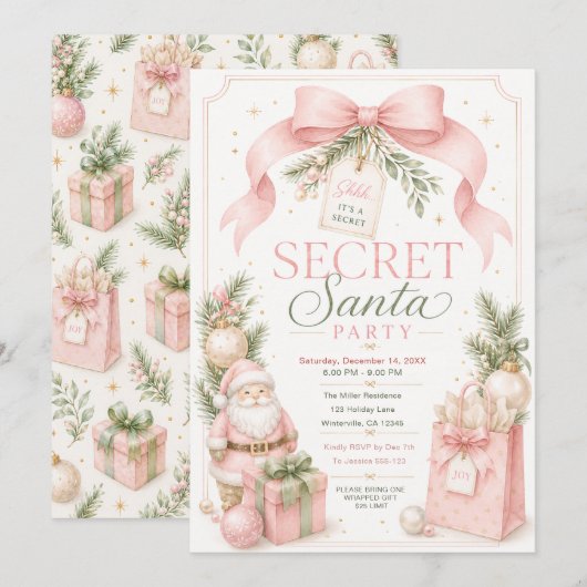Uitnodiging voor een Secret Santa-feest (Voorkant / Achterkant)