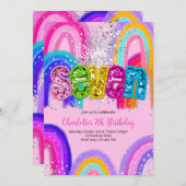 Uitnodiging voor een Sequin Regenboog Feest ter ge (Voorkant / Achterkant)