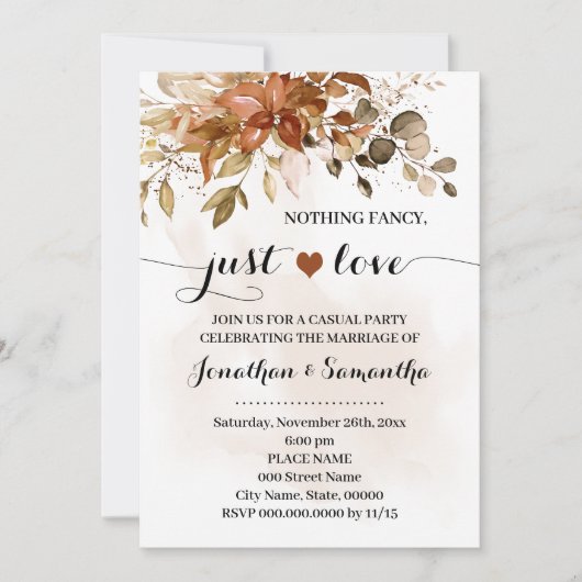 Uitnodiging voor een simpele, liefdevolle elopemen (Voorkant)