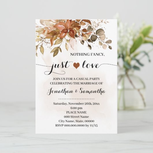 Uitnodiging voor een simpele, liefdevolle elopemen (Staand voorkant)