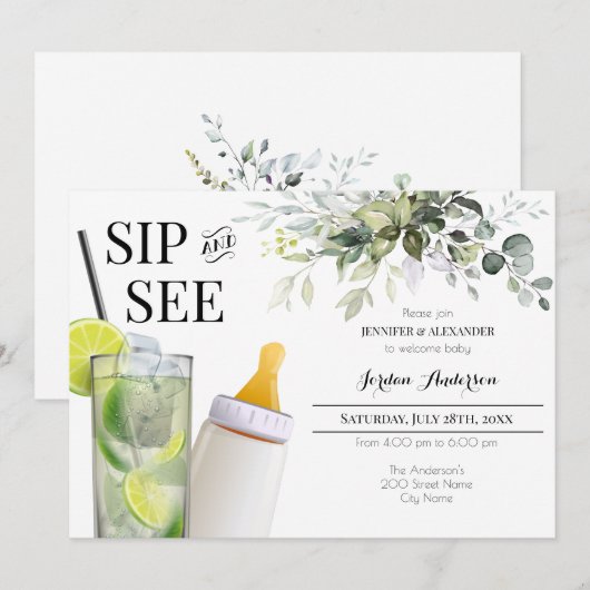 Uitnodiging voor een 'Sip en Kijk' ter verwelkomin (Voorkant / Achterkant)