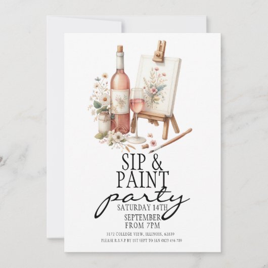 Uitnodiging voor een sip- en verffeest (Voorkant)