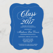 Uitnodiging voor een Solid Royal Blue Afstuderen (Voorkant / Achterkant)
