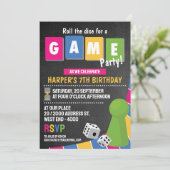 Uitnodiging voor een spelletjesfeestje (Staand voorkant)