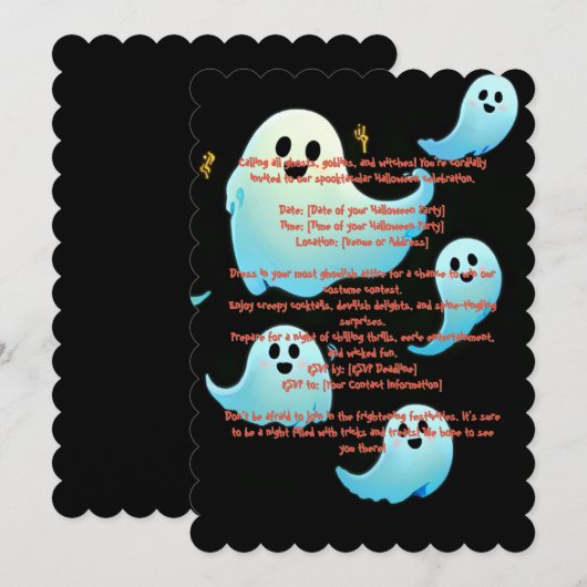 Uitnodiging voor een spookachtige Halloween (Voorkant / Achterkant)