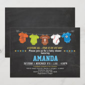 Uitnodiging voor een sterk baby baby shower (Voorkant / Achterkant)