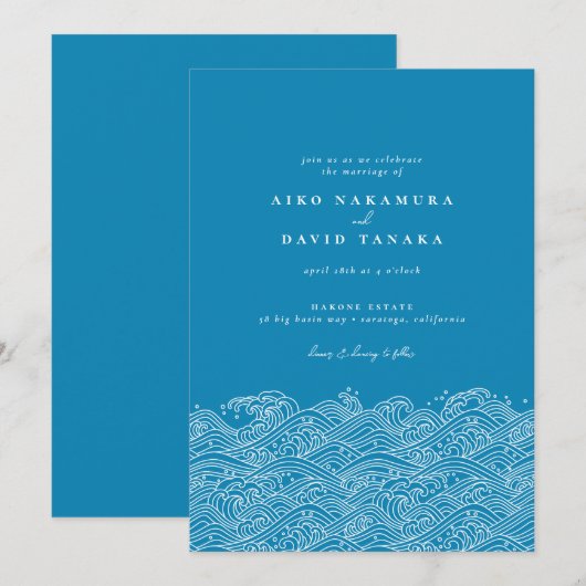 Uitnodiging voor een strandbruiloft in de Japanse  (Voorkant / Achterkant)