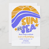 Uitnodiging voor een strandfeest rond de zon en ze (Voorkant / Achterkant)