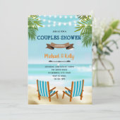 Uitnodiging voor een strandstoel koppel shower (Staand voorkant)