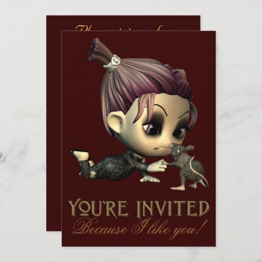 Uitnodiging voor een Strange Friends Halloween Par (Voorkant / Achterkant)