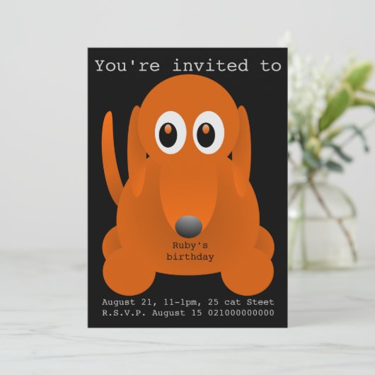 Uitnodiging voor een suasage dog party (Staand voorkant)